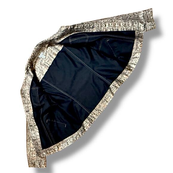 Chico's Womens Large Metallic Gold Bronze Snake Print Trucker Jacket Chico’s 2 - Picture 9 of 13